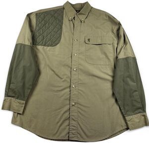 Browning Men’s Green & Khaki Hunting Shirt – Button-Up – Size Medium